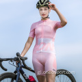 Top de manga curta de xersei de andar en bicicleta feminina